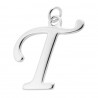 Sterling Silver Script Initial Pendant or Large Charm - T Letter