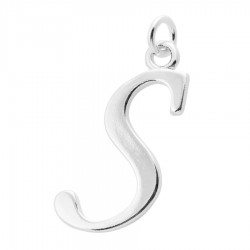 Sterling Silver Script Initial Pendant or Large Charm - S Letter