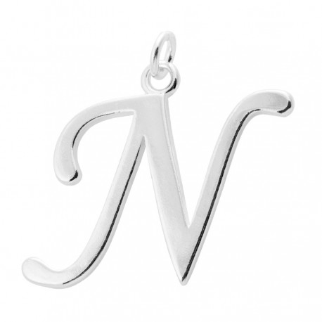 Sterling Silver Script Initial Pendant or Large Charm - N Letter ...