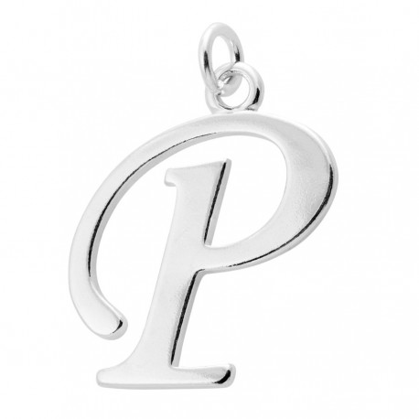 Sterling Silver Script Initial Pendant or Large Charm - P Letter