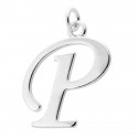 Sterling Silver Script Initial Pendant or Large Charm - P Letter