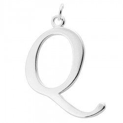 Sterling Silver Script Initial Pendant or Large Charm - Q Letter