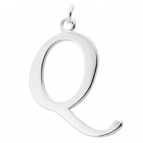 Sterling Silver Script Initial Pendant or Large Charm - Q Letter ...