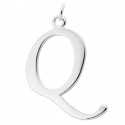 Sterling Silver Script Initial Pendant or Large Charm - Q Letter