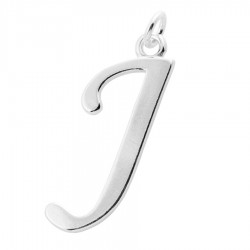 Sterling Silver Script Initial Pendant or Large Charm - J Letter