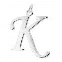 Sterling Silver Script Initial Pendant or Large Charm - K Letter