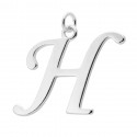 Sterling Silver Script Initial Pendant or Large Charm - H Letter