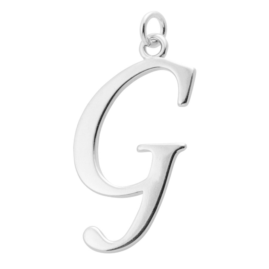 .925 Sterling Silver Small Script Initial W Charm Pendant