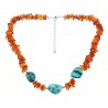 Southwestern Amber and Turquoise Necklace with Sterling Silver