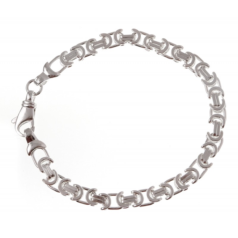 Sterling Silver Flat Byzantine Bracelet 8 Inch Long - jewelry.farm