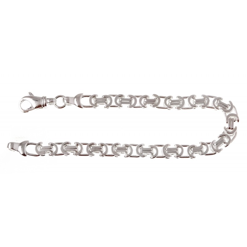 Sterling Silver Flat Byzantine Bracelet 8 Inch Long - jewelry.farm