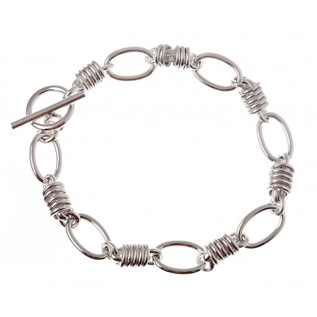 Sterling Silver Unique Toggle Bracelet 7.5 Inch Long