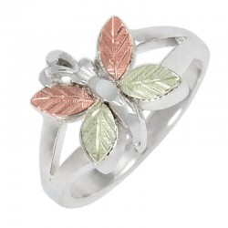 Sterling Silver Black Hills Gold Butterfly Ladies Ring