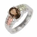 Sterling Silver with 12K Black Hills Gold Ladies Ring w Smoky Quartz
