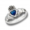 Sterling Silver Claddagh Ring with Synthetic Sapphire
