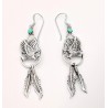 Southwestern Sterling Silver Dangle Eagle Earrings with Feathers