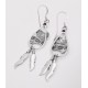 Southwestern Sterling Silver Dangle Eagle Earrings with Feathers