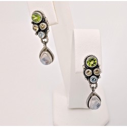 Sterling Silver Dangle Earrings with Gemstones