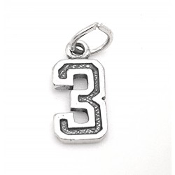 Sterling Silver Charm Jersey Number 3