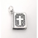 Sterling Silver Two Sided Bible Charm or Pendant 3D