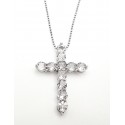 Sterling Silver Cross Pendant with White Topaz