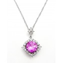 Sterling Silver Synthetic Pink Sapphire Pendant