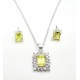 Sterling Silver Necklace and Earrings Set with Green CZ