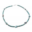 Southwest Turquoise Necklace with Sterling Silver 16 Inch