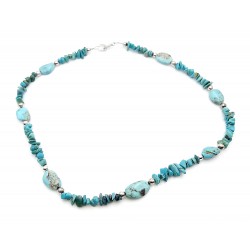Southwestern Turquoise Necklace with Sterling Silver 16 Inch
