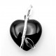 Onyx Heart Pendant w Sterling Silver