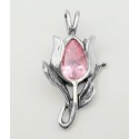 Sterling Silver Tulip Pendant with Pink Crystal