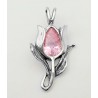 Sterling Silver Tulip Pendant w Crystal