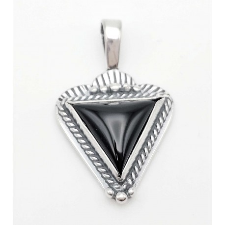 Sterling Silver Triangle Pendant with Black Onyx