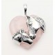 Sterling Silver Rose Quartz Heart Pendant with Horses