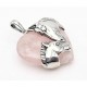 Sterling Silver Rose Quartz Heart Pendant with Horses