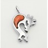 Small Sterling Silver Kokopelli Pendant with Coral