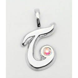 Sterling Silver Initials Pendant - T