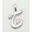 Sterling Silver Initials Pendant - T