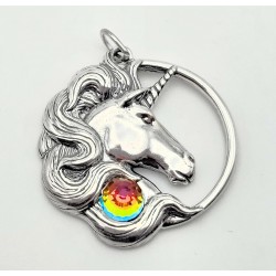 Sterling Silver Unicorn Pendant with Crystal