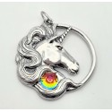 Sterling Silver Unicorn Pendant with Crystal