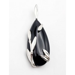 Sterling Silver Teardrop Onyx Pendant