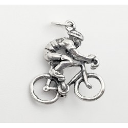 Sterling Silver 3D Bicyclist Charm