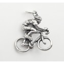 Sterling Silver 3D Bicyclist Charm