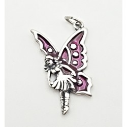 Sterling Silver & Enamel Fairy Pendant with Chain