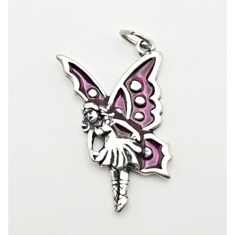 Sterling Silver & Enamel Fairy Pendant with Chain