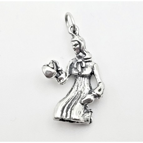 Sterling Silver 3D Virgo Charm - Sterling Silver Zodiac Charm