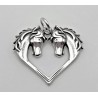 Two Horse Head Heart Charm or Pendant