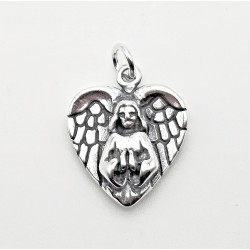 Sterling Silver Angel In Prayer Heart Charm