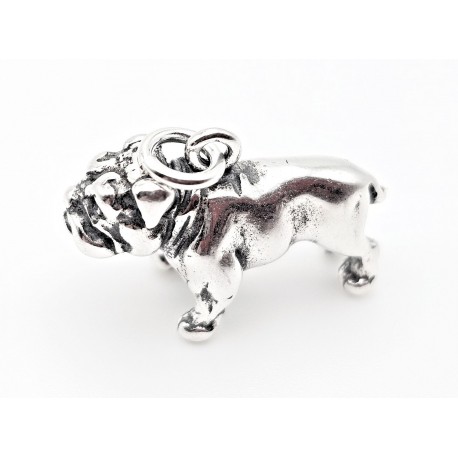 Sterling Silver 3D Bulldog Dog Charm