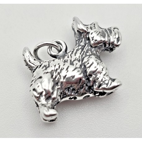 Sterling Silver 3D Scottish Terrier Dog Charm